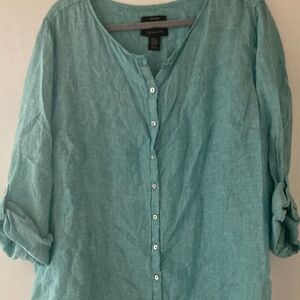 Tahari 100% Linen top / tunic  2X